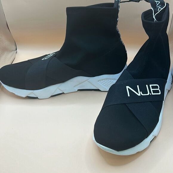 Norma J Baker Women's 40 Pull On Sock Sneakers Black White Chunky Streetwear New - Picture 9 of 14